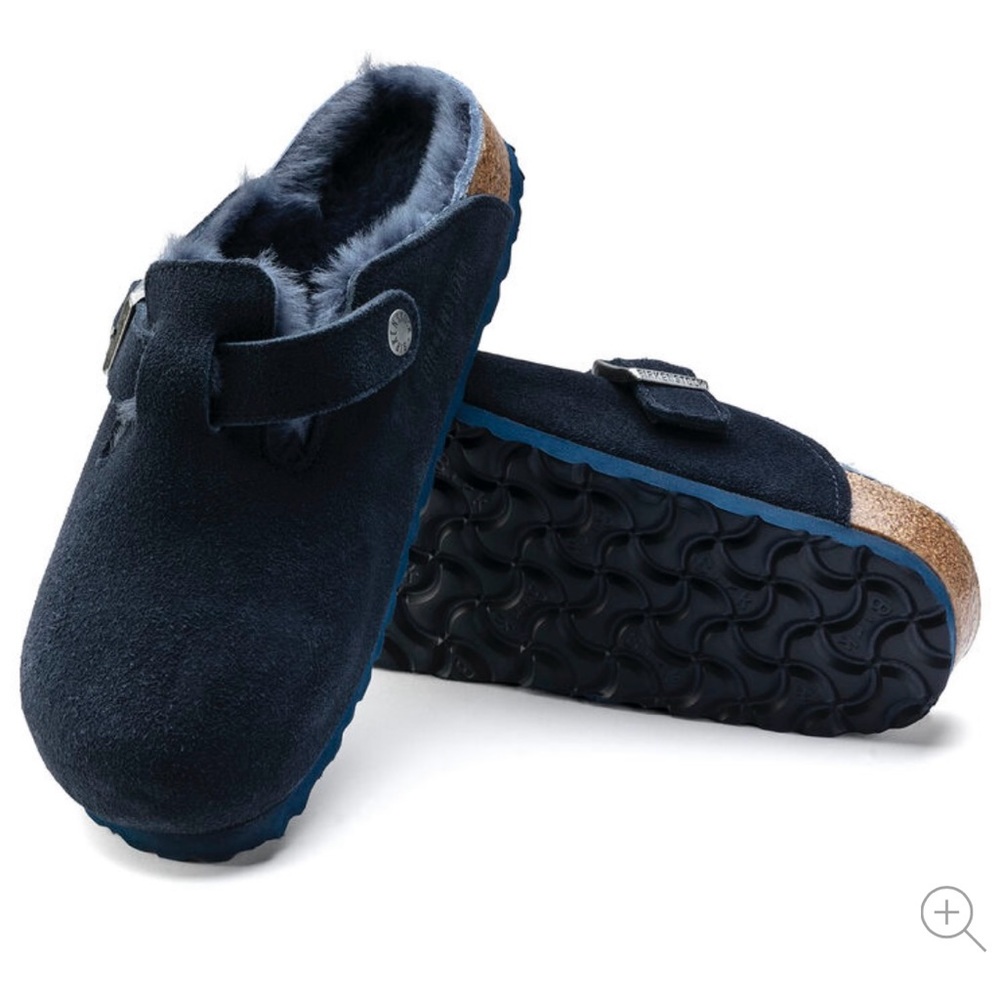 Birkenstock Boston VL Shearling Suede Navy Blue!  New without box